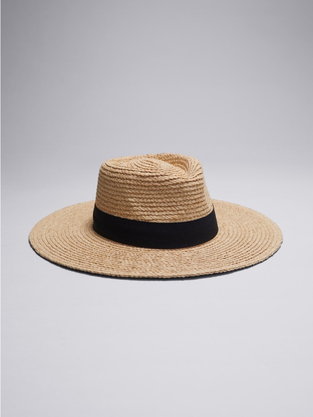NEW & OTHER STORIES Grosgrain-Trimmed Straw Hat Tan Natural Black